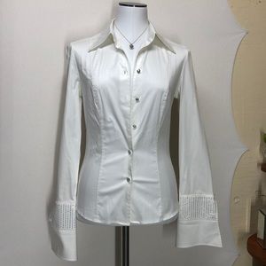 ESCADA 2PC OUTFIT SET WHITE BLOUSE/PANTS SZ 36